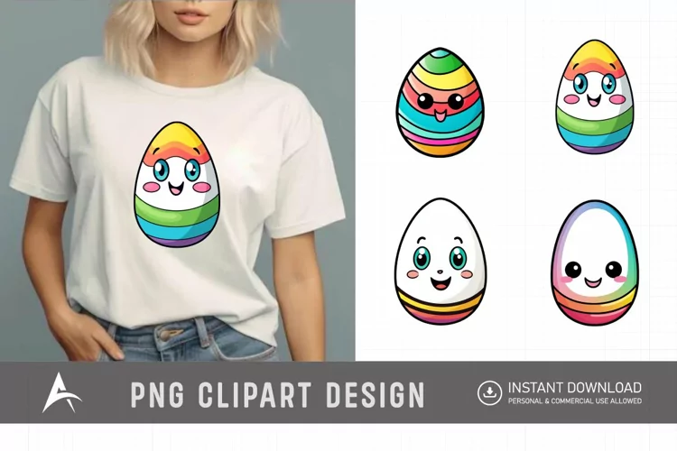 Watercolor Easter Emoji Egg Clipart