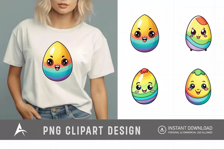 Watercolor Easter Emoji Egg Clipart