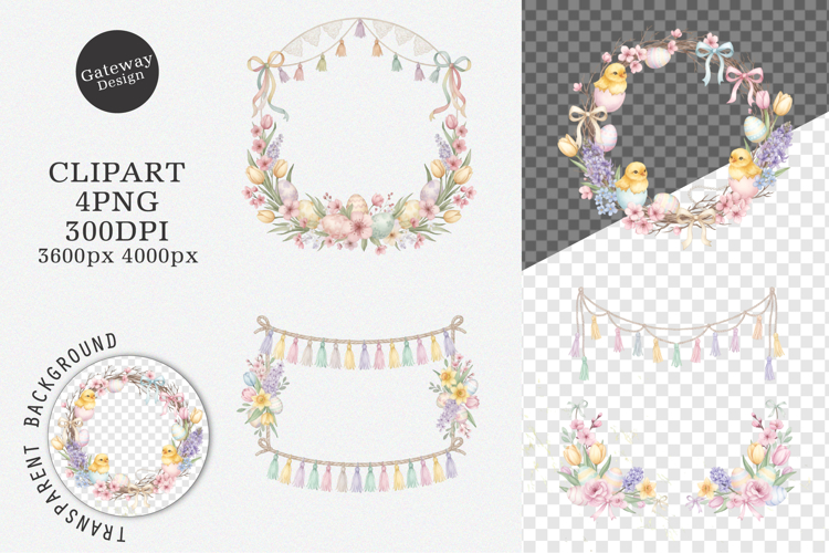 Watercolor Easter Frame Clipart