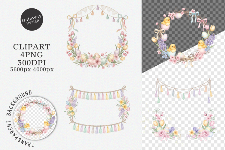 Watercolor Easter Frame Clipart