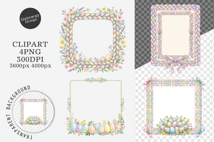 Watercolor Easter Frame Clipart