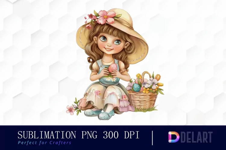Easter Girl Watercolor Clipart