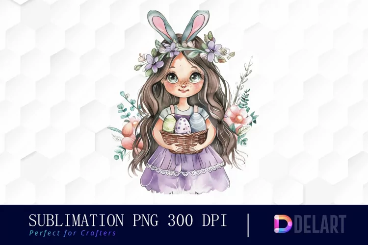 Easter Girl Watercolor Clipart