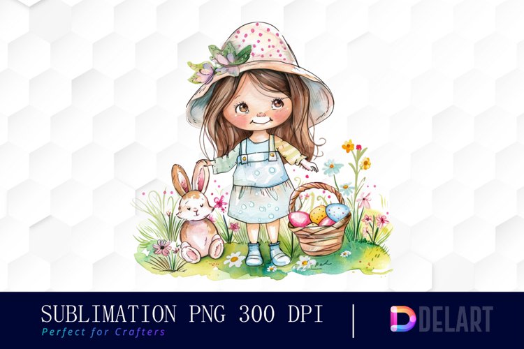 Easter Girl Watercolor Clipart