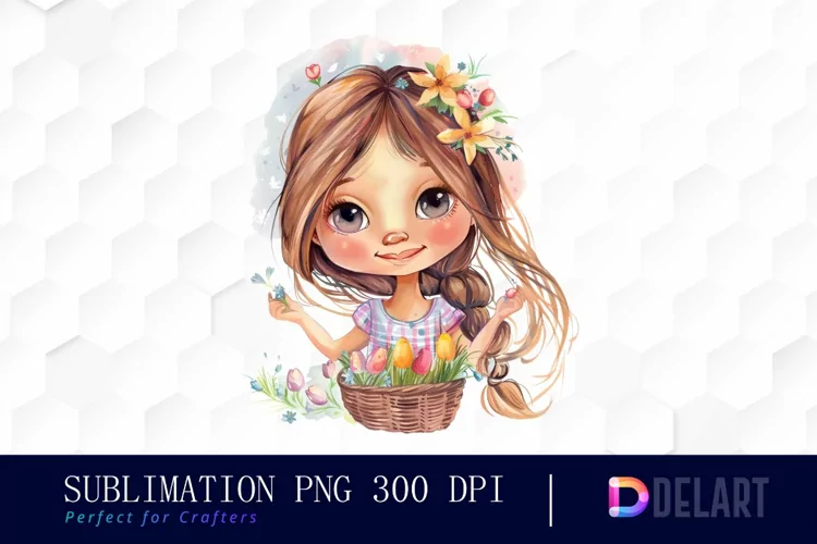 Easter Girl Sublimation PNG Clipart