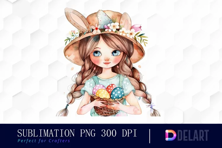 Easter Girl Watercolor Clipart