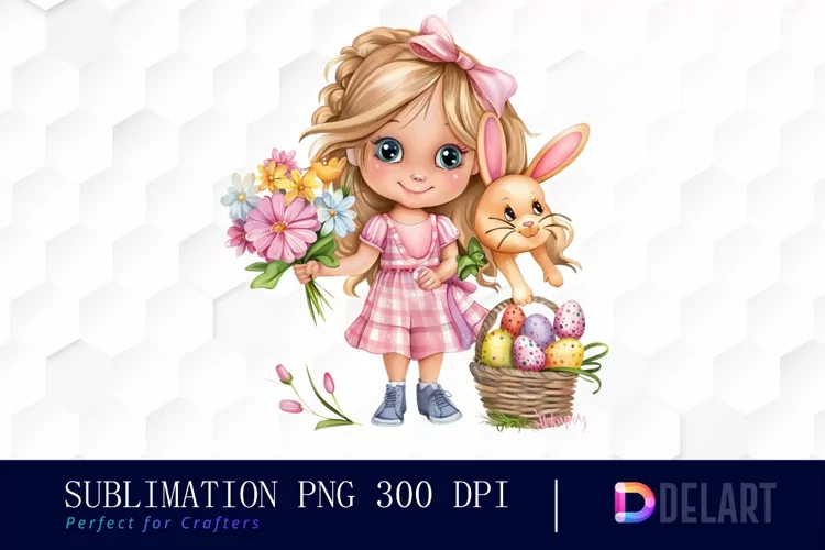 Easter Girl Sublimation PNG Clipart