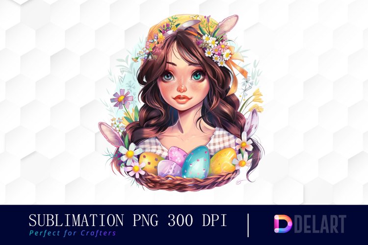 Easter Girl Illustration Clipart example image 1