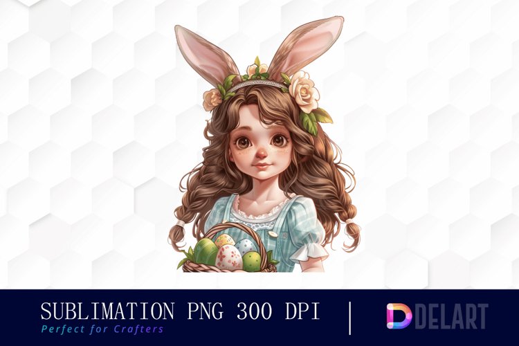 Easter Girl Watercolor Clipart example image 1