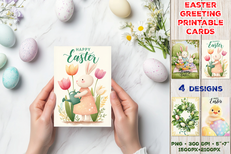 Cute Easter Greeting Cards. Printable Happy Easter Design
