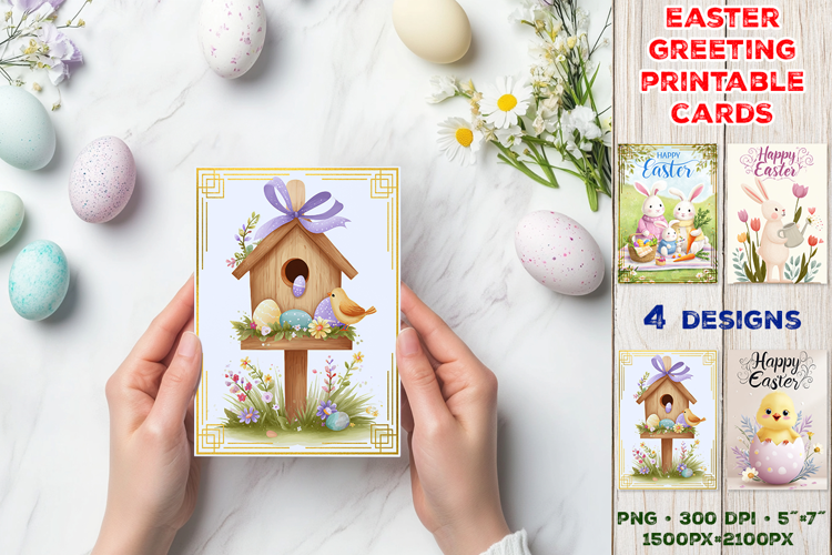 Cute Easter Greeting Cards. Printable Happy Easter Design