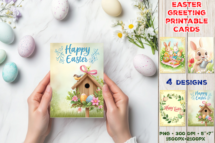 Cute Easter Greeting Cards. Printable Happy Easter Design