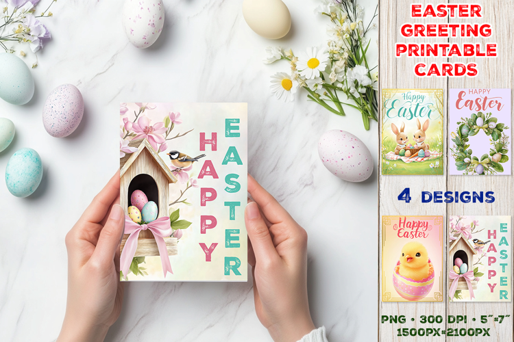 Cute Easter Greeting Cards. Printable Happy Easter Design