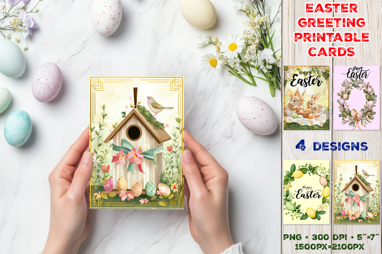 Cute Easter Greeting Cards. Printable Happy Easter Design
