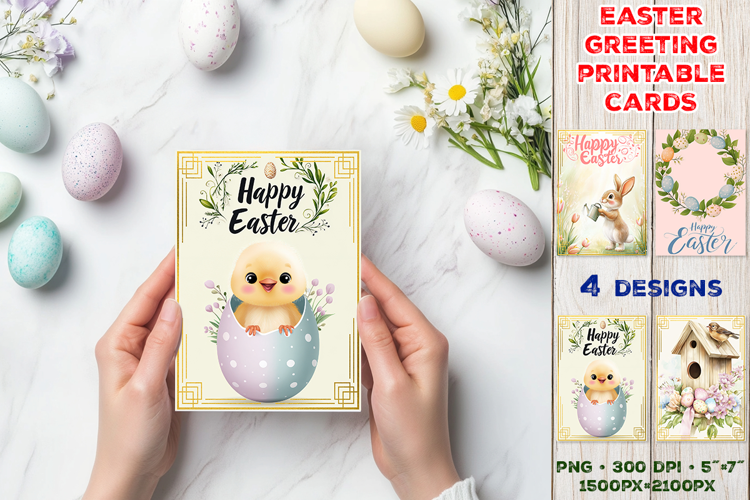 Cute Easter Greeting Cards. Printable Happy Easter Design