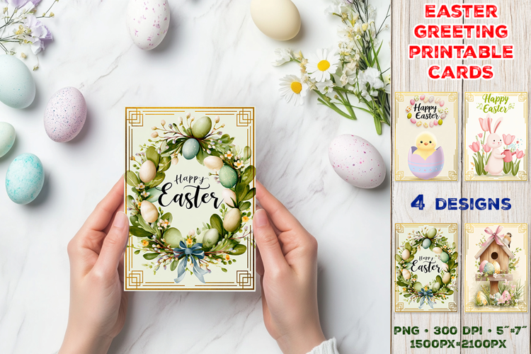 Cute Easter Greeting Cards. Printable Happy Easter Design