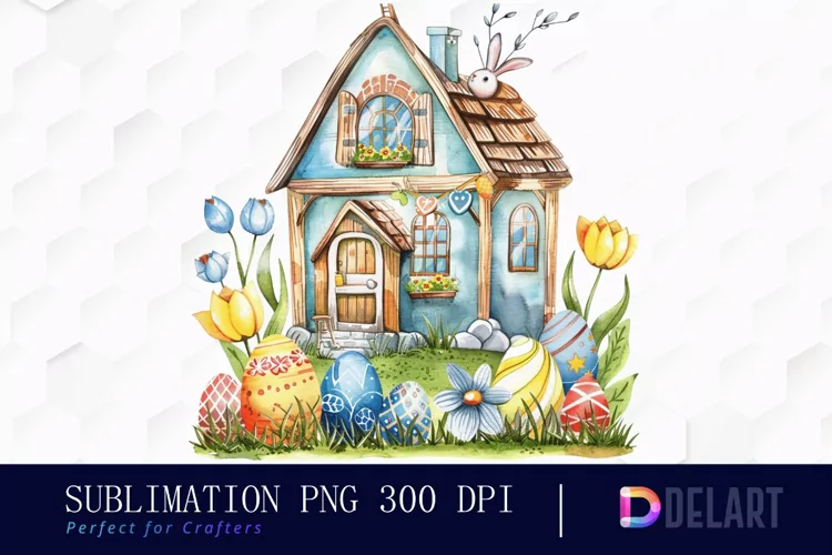 Easter House Illustration Clipart