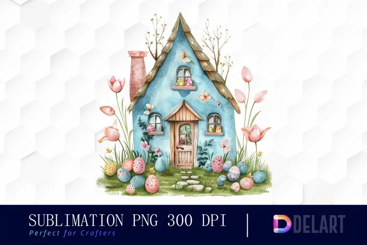 Easter House Illustration Clipart
