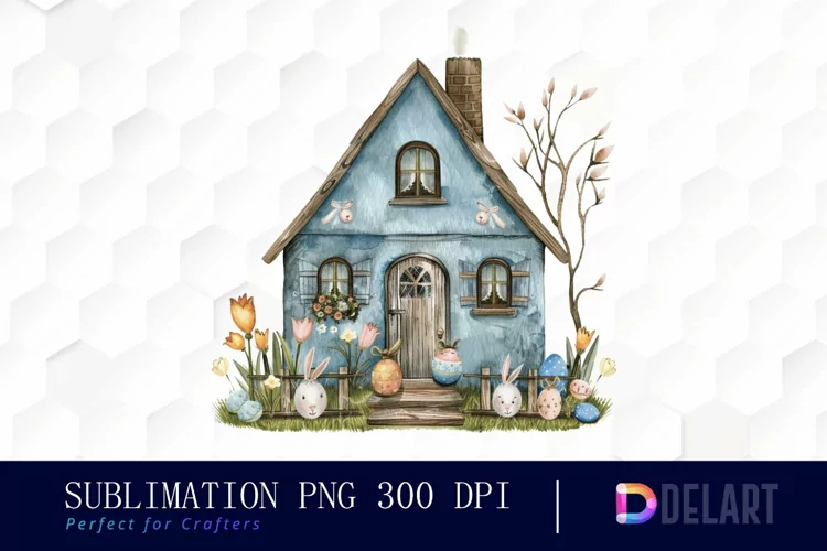 Easter House Illustration Clipart