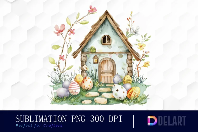 Easter House Illustration Clipart