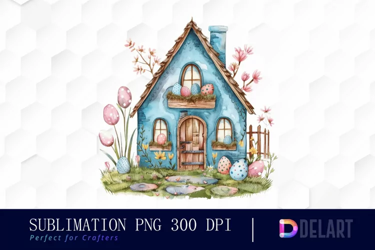 Easter House Illustration Clipart