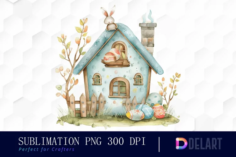 Easter House Illustration Clipart