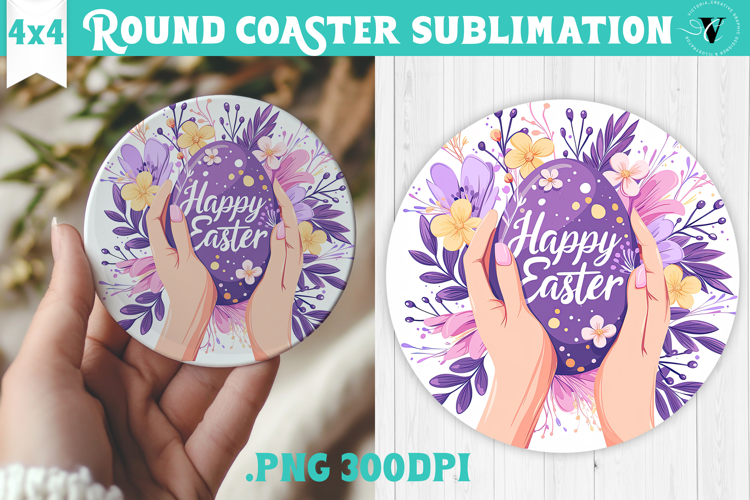 Easter Round Coaster | Watercolor Egg | Happy Easter