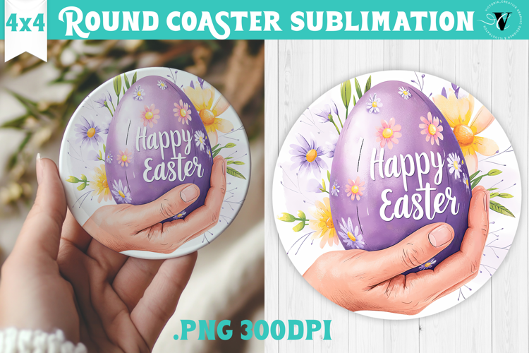 Easter Round Coaster | Watercolor Egg | Happy Easter