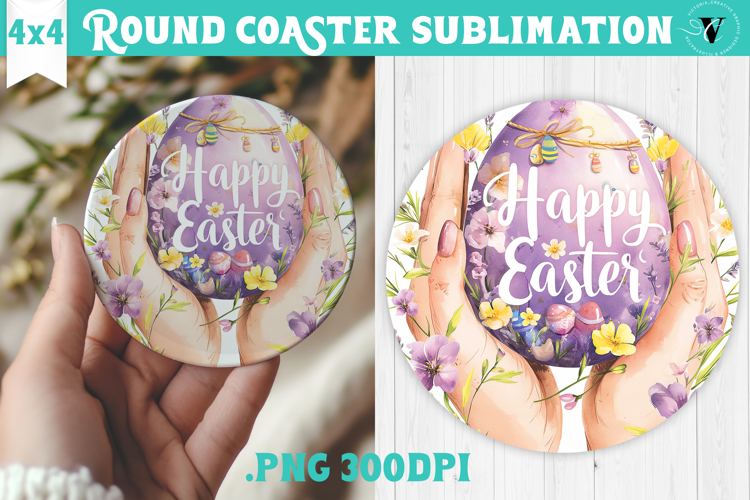 Easter Round Coaster | Watercolor Egg | Happy Easter