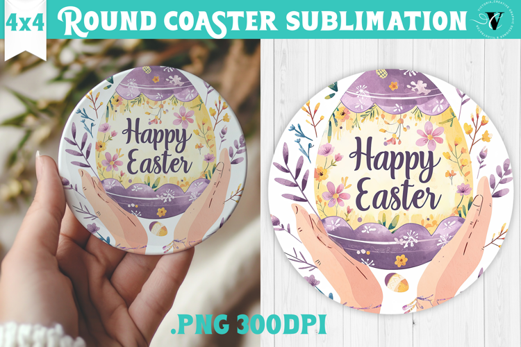 Easter Round Coaster | Watercolor Egg | Happy Easter