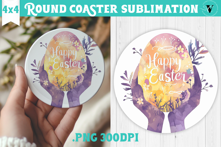 Easter Round Coaster | Watercolor Egg | Happy Easter