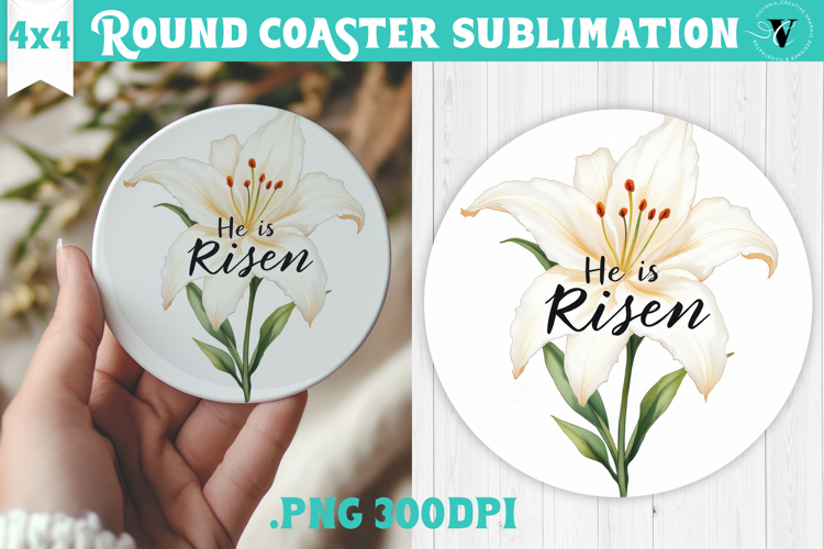 Easter Round Coaster | Watercolor Flowers | Happy Easter