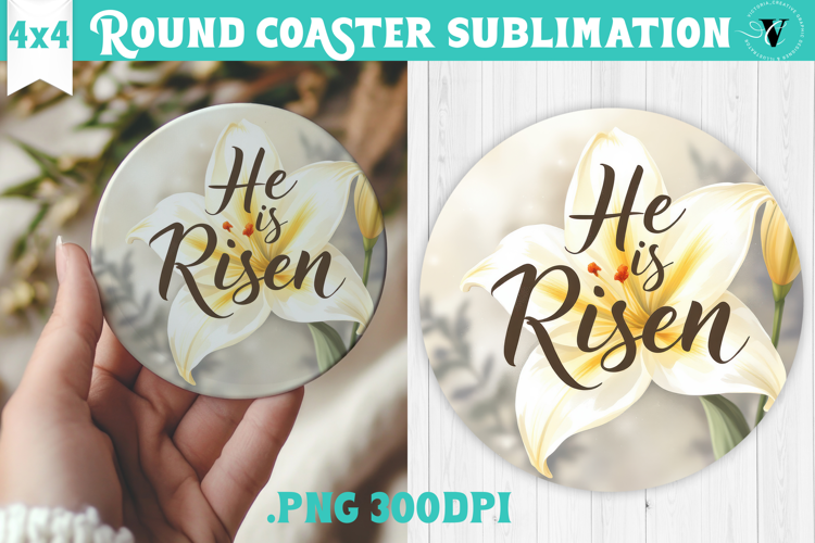 Easter Round Coaster | Watercolor Flowers | Happy Easter