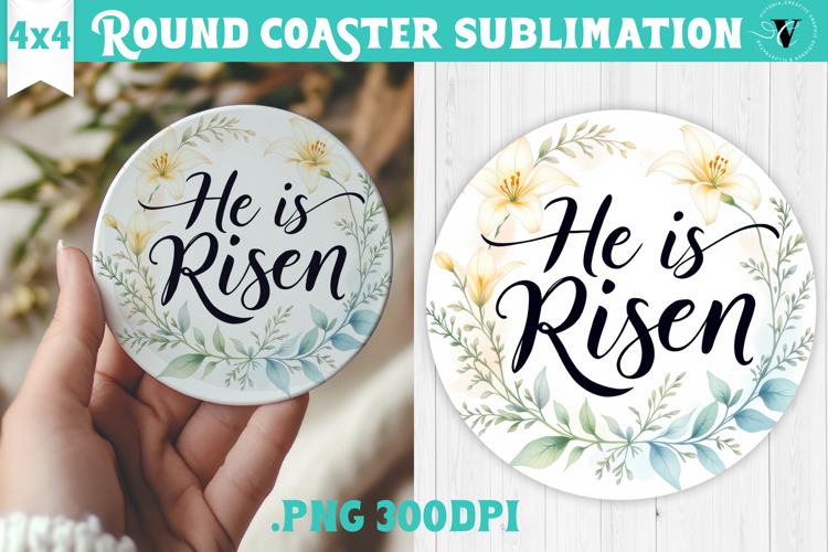 Easter Round Coaster | Watercolor Flowers | Happy Easter