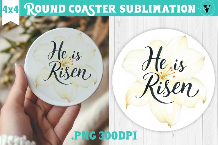Easter Round Coaster | Watercolor Flowers | Happy Easter