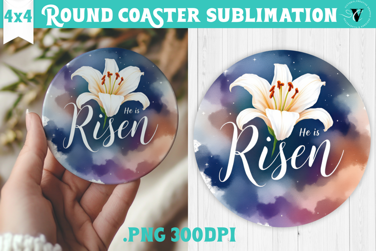 Easter Round Coaster | Watercolor Flowers | Happy Easter
