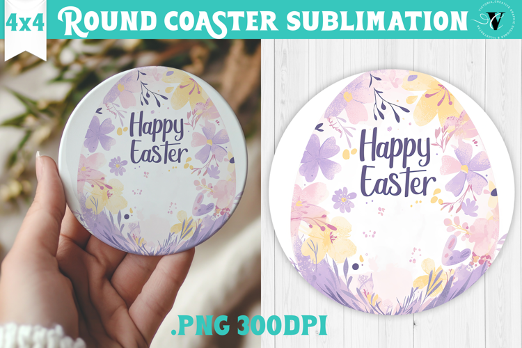Easter Round Coaster | Watercolor Egg | Happy Easter