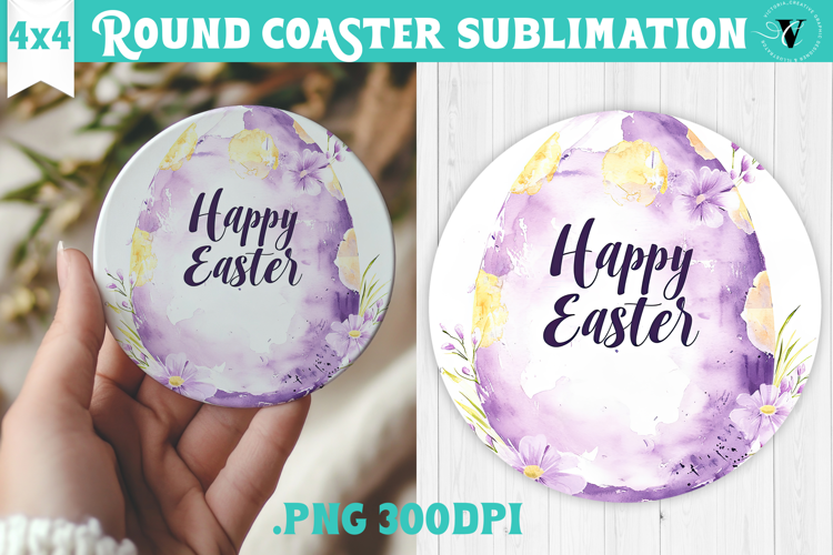 Easter Round Coaster | Watercolor Egg | Happy Easter