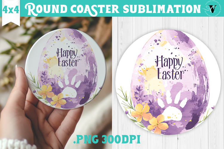 Easter Round Coaster | Watercolor Egg | Happy Easter