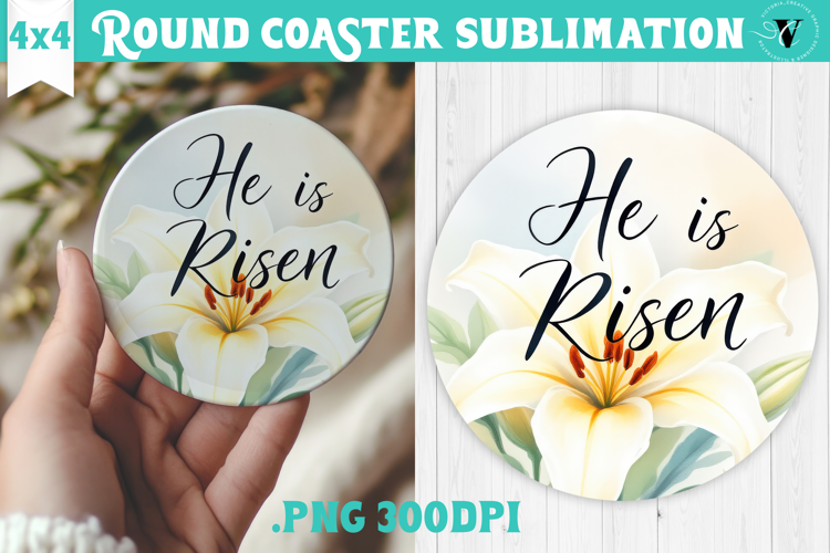 Easter Round Coaster | Watercolor Flowers | Happy Easter