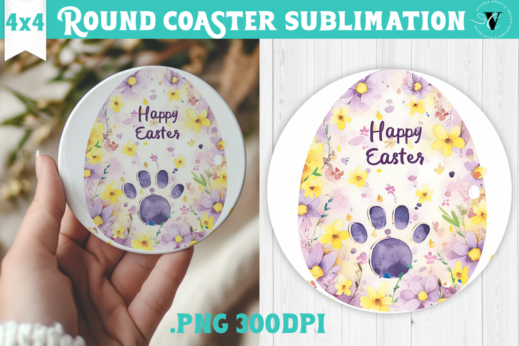 Easter Round Coaster | Watercolor Egg | Happy Easter