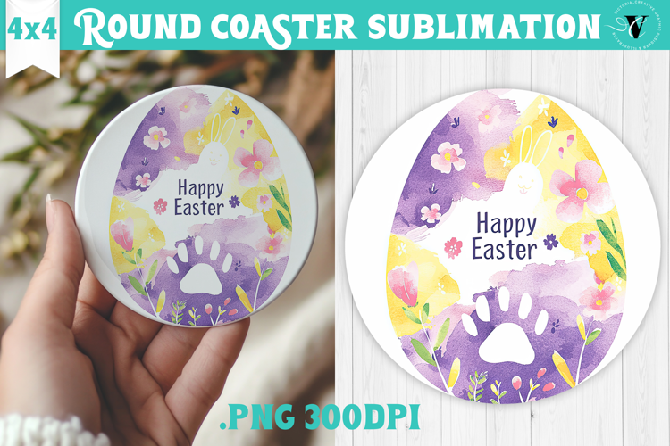 Easter Round Coaster | Watercolor Egg | Happy Easter