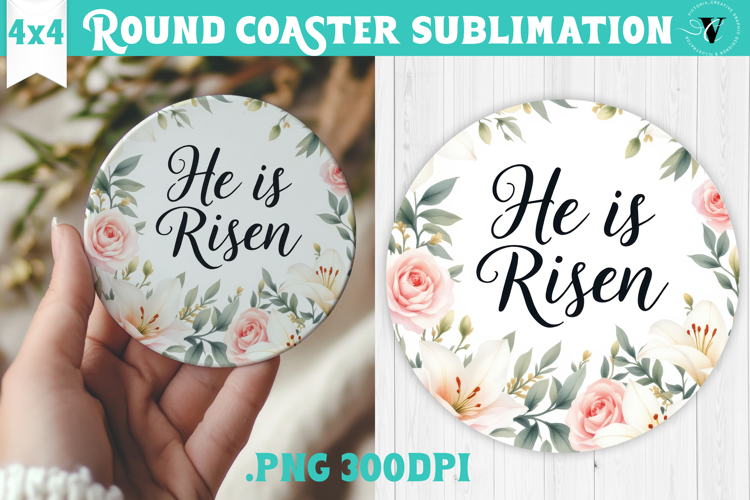 Easter Round Coaster | Watercolor Flowers | Happy Easter