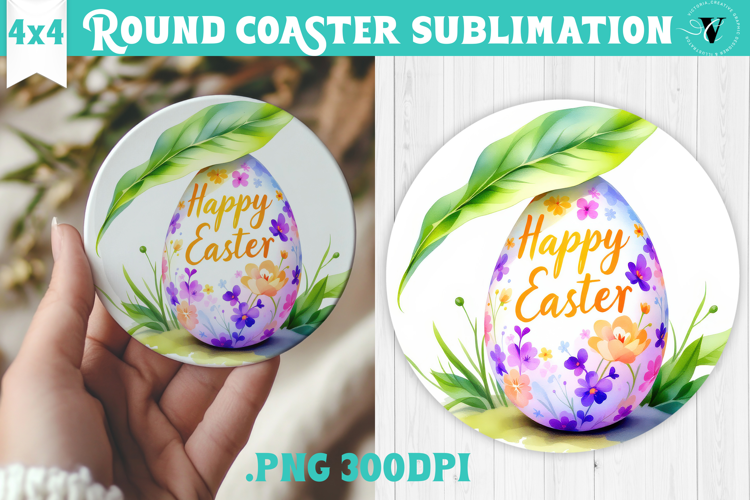 Easter Round Coaster | Watercolor Egg | Happy Easter