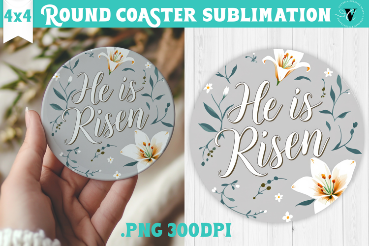 Easter Round Coaster | Watercolor Flowers | Happy Easter