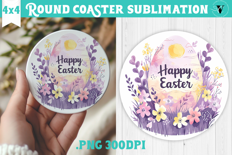 Easter Round Coaster | Watercolor Egg | Happy Easter