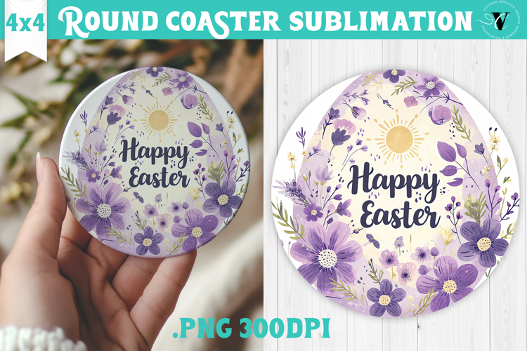 Easter Round Coaster | Watercolor Egg | Happy Easter