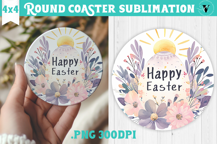Easter Round Coaster | Watercolor Egg | Happy Easter