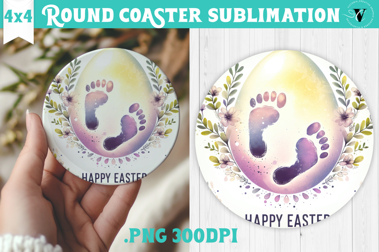 Easter Round Coaster | Watercolor Egg | Happy Easter
