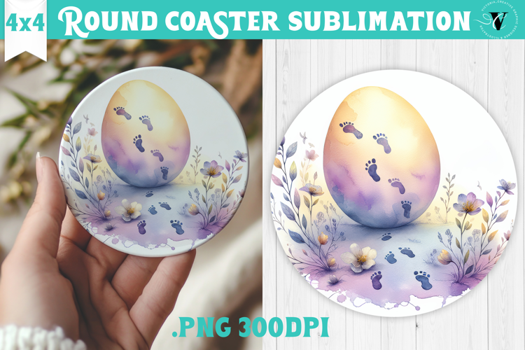 Easter Round Coaster | Watercolor Egg | Happy Easter